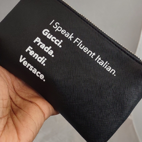 Black Cosmetic Pouch with Italian Fashion Graphic Print - Picture 9 of 9